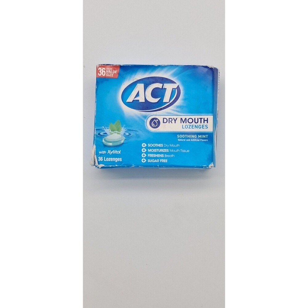 ACT Dry Mouth Lozenges with Xylitol, Soothing Mint, 36 Lozenges